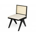 thumbnail image 2 of Christopher Knight Home Mid-Century Modern Rattan Dining Chairs, Solid Wood Frame, Upholstered Seat, Black, Set of 2, 2 of 13