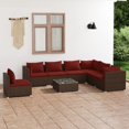 thumbnail image 1 of vidaXL 8 Piece Garden Lounge Set with Cushions Poly Rattan Brown, 1 of 5