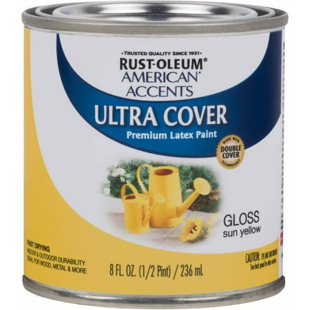 American Accents Paint - Rust-Oleum American Accents Ultra Cover Gloss Sun Yellow General Purpose Paint, Half-Pint