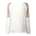 thumbnail image 4 of Haut à Col Rond Doux et Léger pour Femmes, Manches Longues en Polyester, Imprimé (Blanc, L), 4 of 5