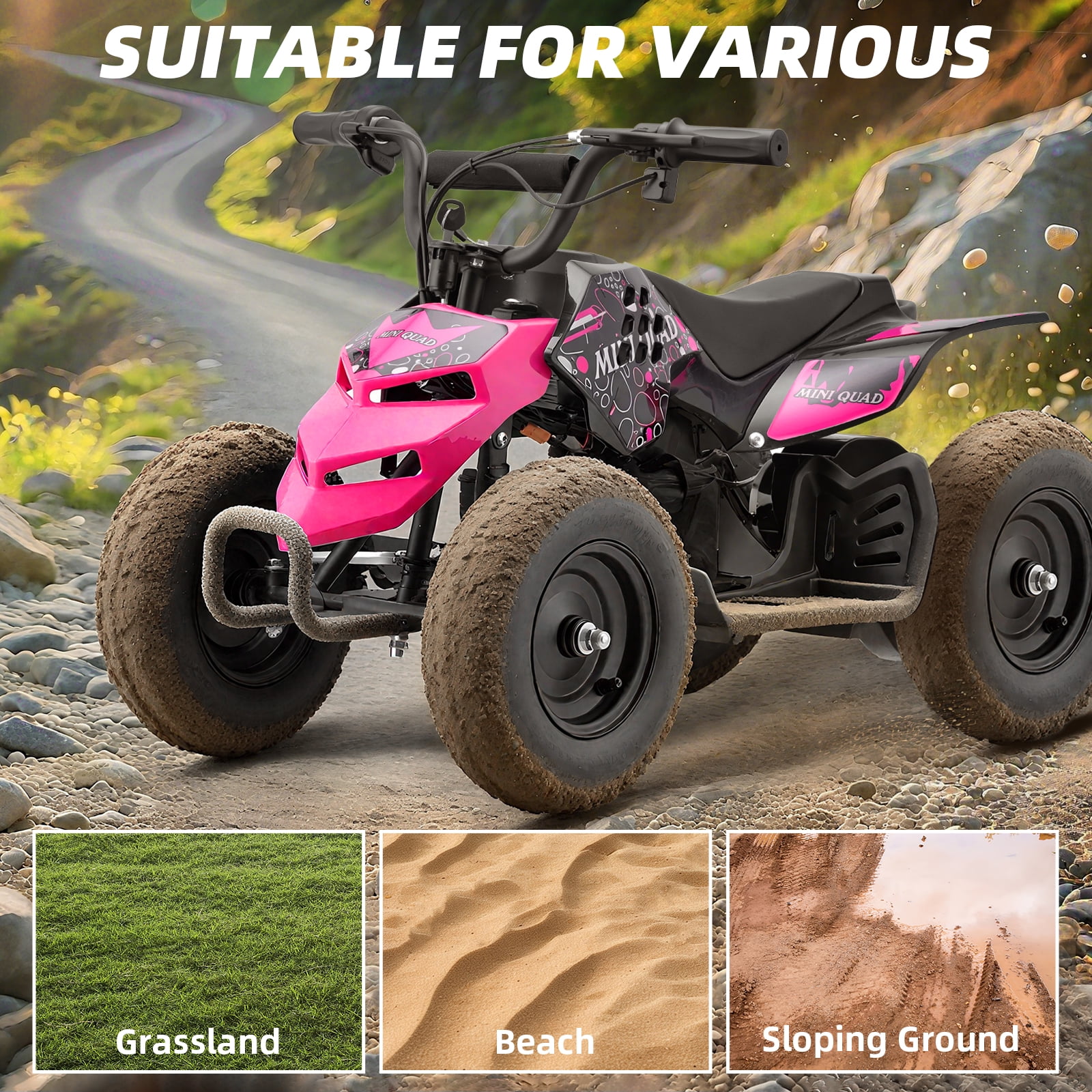 QEASET Dirt Quad 12V 350W Motor ATV with Toolkit, Monster Insect ATV, Holiday Gifts