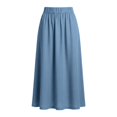 thumbnail image 5 of Skirts for Women Elegant High Waist Pleated Midi Skirt for Everyday Casual Work and Wear with Breathable and Handy Pockets Blue XXL, 5 of 5