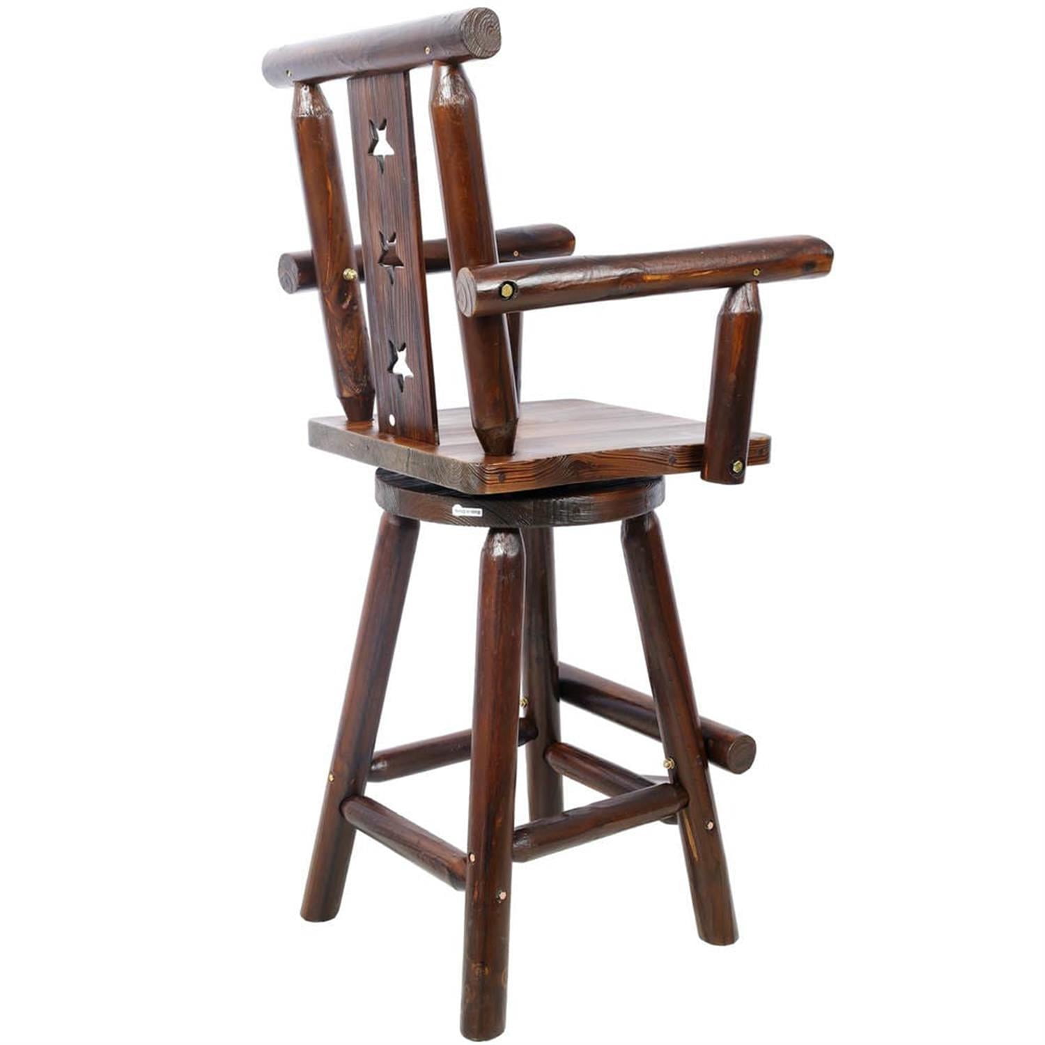 Demi Bonn 49" Counter Height Bar Stools, Rustic Barstools with Decorative Star Back, Wide Armrest, Kitchen Island Countertop Chairs for Dining Room, Brown