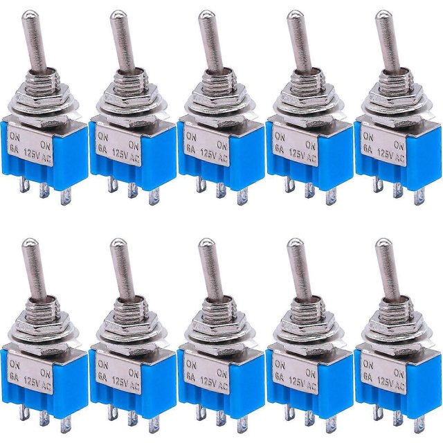10pcs Spdt Mini Toggle Switch 3-pin 2 Position On/on Miniature Toggle Switch 6a 125v Ac Toggle Swit