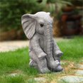 thumbnail image 2 of LuxenHome Gray MgO Sitting Elephant Statue, 2 of 12