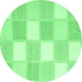 thumbnail image 1 of Ahgly Company Indoor Round Checkered Emerald Green Modern Area Rugs, 5' Round, 1 of 4