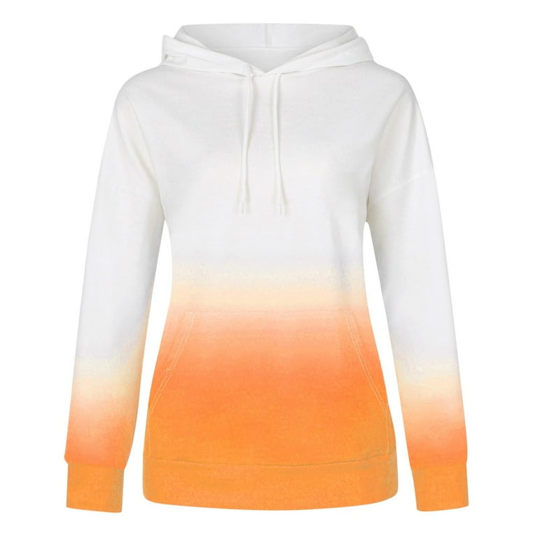 Qetyuw Tie Dye Hoodie for Women Gradient Print Sweatshirt with