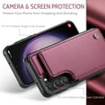 thumbnail image 6 of Dteck for Samsung Galaxy S23 Plus Case with Card Holder, Magnetic Durable Leather Wallet Case for Women Men with RFID Blocking Kickstand Shockproof Cover for Galaxy S23+,Winered, 6 of 10