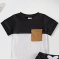 thumbnail image 5 of Baby Boy Summer Outfit Set Contrast Color Romper Tops With Elastic Waist Shorts Cute Waffle Clothes, 5 of 5