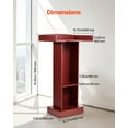 thumbnail image 4 of VEVOR Podium Stand, 41-Inch Wooden Lectern, Laptop Desk with Wide Reading Surface and Storage Shelf, Edge Stopper, Elegant Design, Flool-Standing, for Classroom, Conference, Church, and Presentation, 4 of 9
