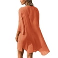 thumbnail image 2 of Gomelly Ladies Shirt Button Down Beach Cover Up Loose Swimsuit Coverup Women Bikini Swimwear Holiday Mini Dress V Neck Beachwear Orange L, 2 of 3