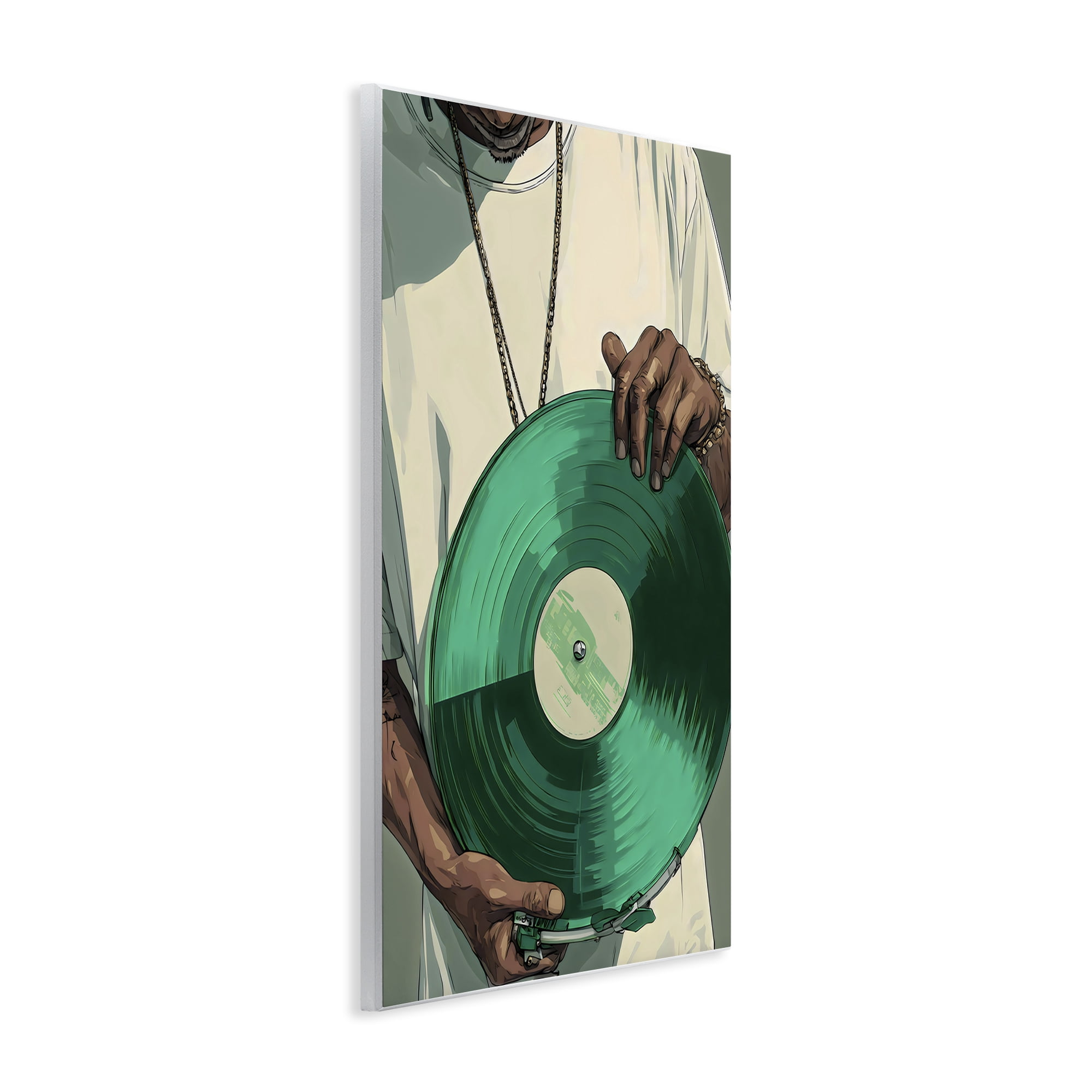 Stupell Industries Green Vinyl Record Portrait Wall Plaque Art, design by Franklyn Gregory