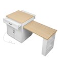 thumbnail image 2 of 82.7 inch Kitchen Island with Extendable Dining Table for 4-6 Seating, Two-tone Kitchen Island Table with Double-sized Storage, Power Outlet, 2 Drawers, 2 Side Open Shelves, White, 2 of 8