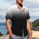 thumbnail image 2 of Mens Casual de Manga Corta Botón Abajo Camisas de Impresión Turndown Cuello Botón Camisa Poliéster, Moda de Verano Superior para Hombres Al Aire Libre, 2 of 6