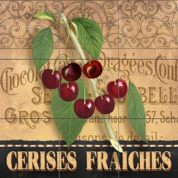Tile Mural Kitchen Backsplash - AW-Fresh Cherries - by Abby White