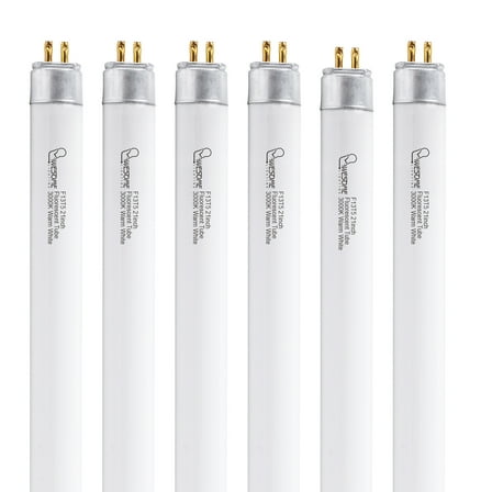 21 Inch F13T5/WW Fluorescent Light Bulb, 13 Watt 3000K Warm White Replacement Tube, G5, 6 Pack