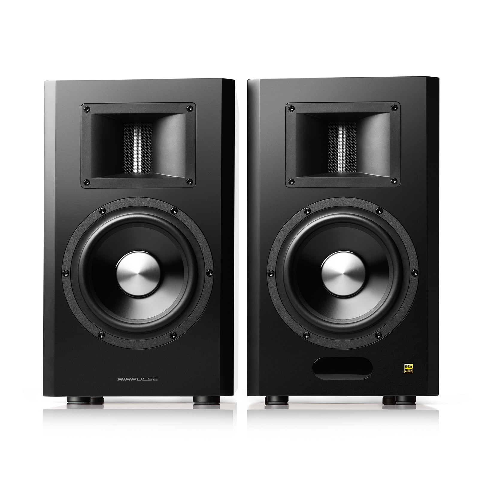 AirPulse A300PRO  Hi-Res Audio Certified Active Speaker System Built-in Amplifier Optical, Coaxial, Bluetooth 5.0 aptX, RCA, AUX, and USB Inputs - Pair