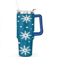 thumbnail image 2 of Blue White Snowflakes 40 Oz Tumbler with Handle Lid and Straw Stainless Steel Double Walled Vacuum Insulated Cup Merry Christmas Gifts Tumbler for Women Men Friends Outdoor Indoor, 2 of 6