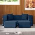 thumbnail image 2 of Jaxx Zipline Convertible Sleeper Loveseat & Ottomans, Textured Microvelvet - Indigo, 2 of 7