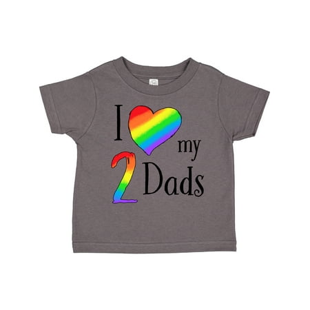 

Inktastic I Love My Two Dads- Pride Rainbow Heart Gift Toddler Boy or Toddler Girl T-Shirt