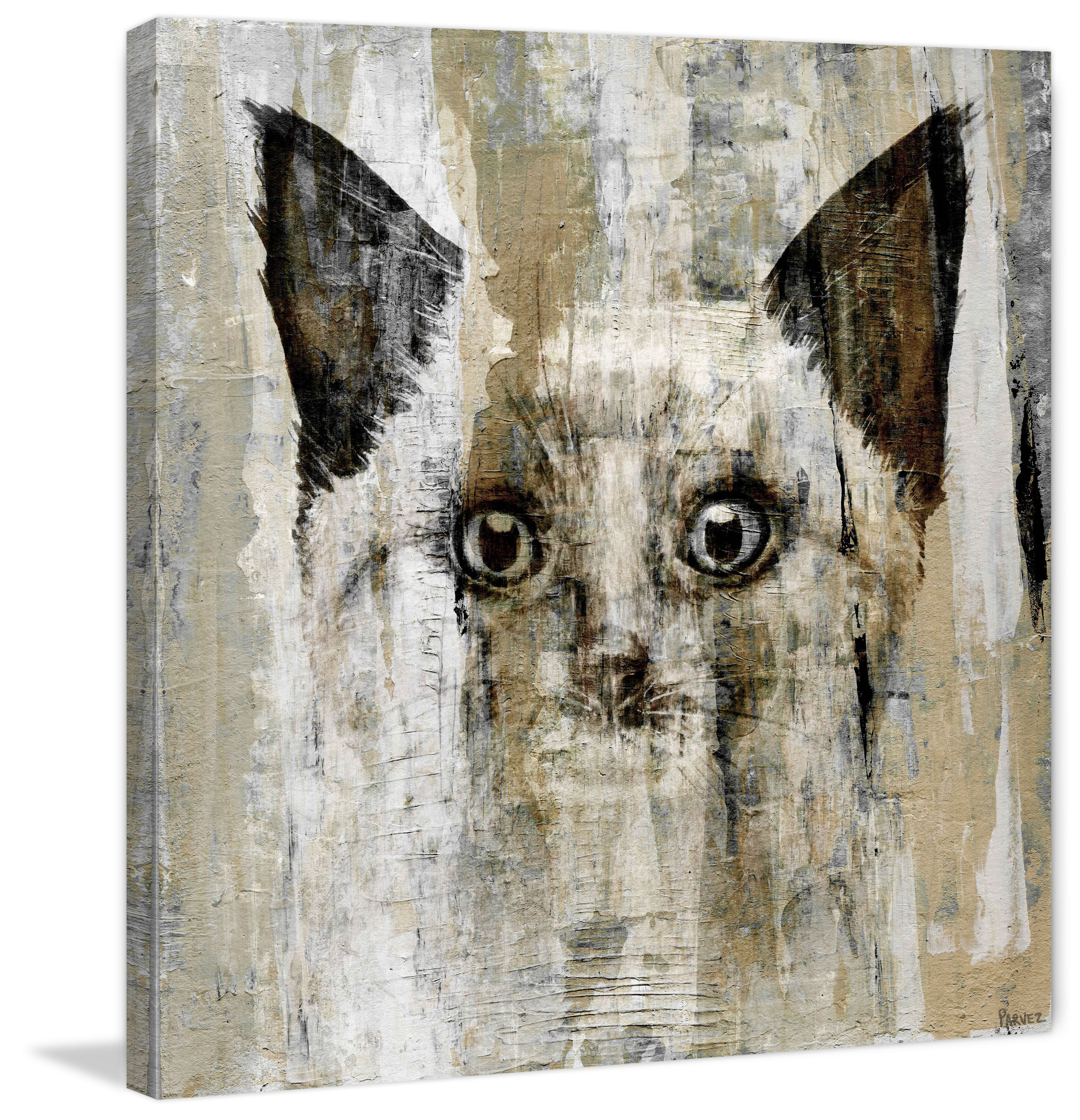 "Brown-Eyed Cat" Painting Print on Wrapped Canvas