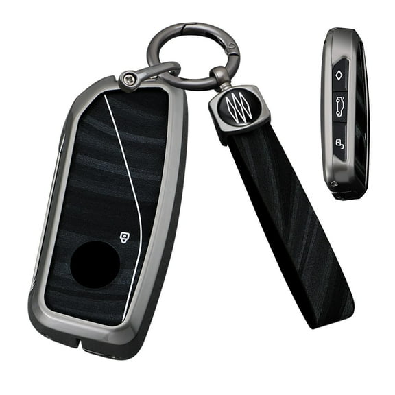 Key Fob Cover Compatible with BMW 7 Series 760i X7 IX i7 XM 2023 BMW X5 X6 2024 2025 Accessories Metal Brushing Process Leather Smart Key Case-Brushing Gray(C Type 1
