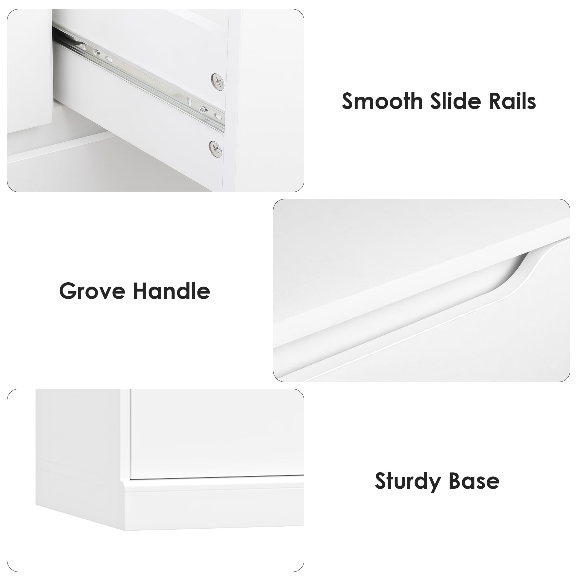Homfa 7 Drawer White Dresser, 51.3"H Wood Storage Cabinet with Upgraded Stable Base, Vertical Chest for Bedroom Living Room