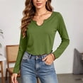 thumbnail image 2 of Zpanxa Women Long Sleeve Tops Scalloped V Neck Slim Fit Casual Solid Color Tee for Daily Wear, 2 of 7