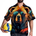 thumbnail image 4 of Vintage Bear Men's Short Sleeve Beach Shirts, Casual Printed Button Down, Summer Unisex Spread Collar Tops, 4 of 6