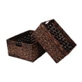thumbnail image 3 of Rectangular Woven Water Hyacinth Basket,Dark Storage Basket With Inside Handle Shelves Kitchen Office Desk (Set of 2) C104, 3 of 3