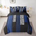 thumbnail image 2 of Homewish Blue White Black 7-Piece Bedding Comforter Set,Modern Asbtract Geometric King Bedding Sets,Leopard Pattern Zebra Striped Bed Sheets For Men Women,Super Cozy Room Decor Reversible, 2 of 8