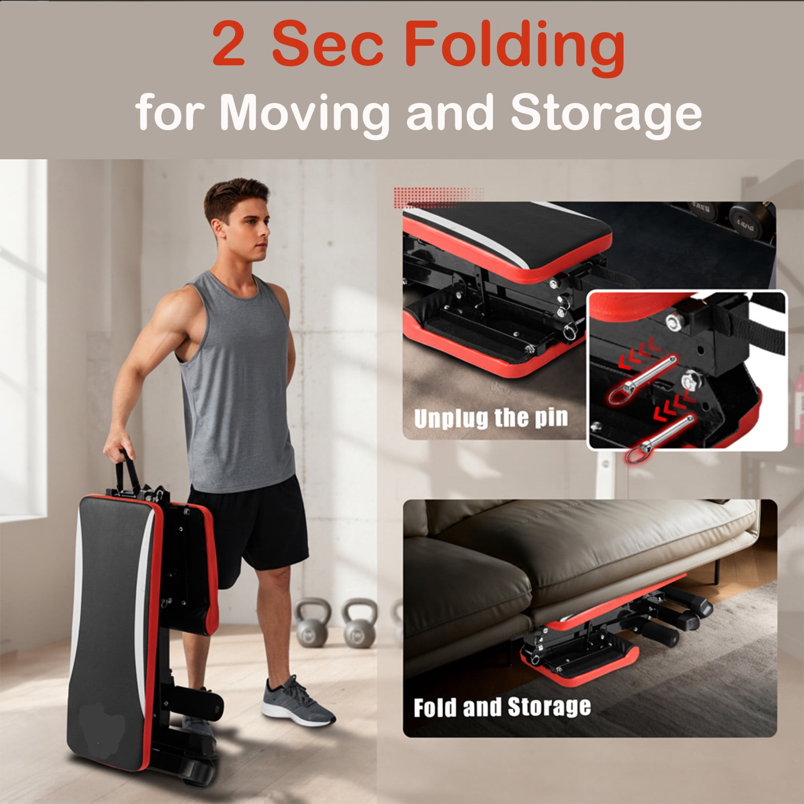 Adjustable Foldable Weight Bench with 7 Backrest 4 Seat Adjustments 900 Lbs Capacity