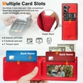 thumbnail image 4 of Compatible with Samsung Galaxy Z Fold7 Wallet Phone Case,Built-in Tempered Glass Screen Protector,With Card Holder,Back Flip Kickstand,PU Leather Shockproof Rugged Phone Case,Red, 4 of 7