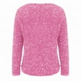 thumbnail image 3 of WTXUE Women's Trendy Casual V Neck Real Sequin Tops Long Sleeve T Shirt Fashion Plus Size Tops Fall Shirts Glitter Pullover Sparkly Party Blouse Loose Tunic Tops Pink S, 3 of 9