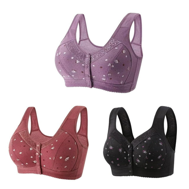 Bigersell Push up Sports Bras for Women 3pcs Training Bra Style R-70 Breathable Pullover Bras Pack R-70-purple