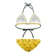 thumbnail image 3 of COEQINE Women's Tie Rope Bikini Padded Top 2 Piece Removable Pad Cheeky Mid Waist Bathing Suit Banana Allover Print Spandex Swimwear for Beach Water Activities, 2XL, 3 of 7