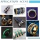 thumbnail image 5 of Anillos de acero inoxidable con ranuras para dedos, 8 unidades, 4 colores, talla 8, con núcleo en blanco, pulidos, dorados, azules y negros., 5 of 5