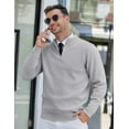 thumbnail image 3 of COOFANDY Mens Quarter Zip Sweater Ribbed Knit V Neck Slim Fit Dress Sweater for Fall Winter, 3 of 7