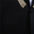 thumbnail image 4 of IWRICH Men's Stylish Dinner Tux Dress Blazer Slim Fit Gold Sequin Suit Jacket Sport Coat Black XL, 4 of 6