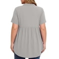 thumbnail image 2 of TaTaai Womens Plus Size Solid Color Casual Top V-Neck Decorative Buttons Soft Stretchy Fabric Breathable Lightweight 3/4 Sleeve Relaxed Fit Daily Wear Work Vacation Beach Outfit Gift, 2 of 8