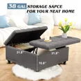 thumbnail image 2 of Magic Union 35" Large Square Storage Ottoman, Oversized Square Ottoman with Storage, Tufted Upholstered Ottoman Coffee Table with Lift Top for Living Room (Grey), 2 of 7