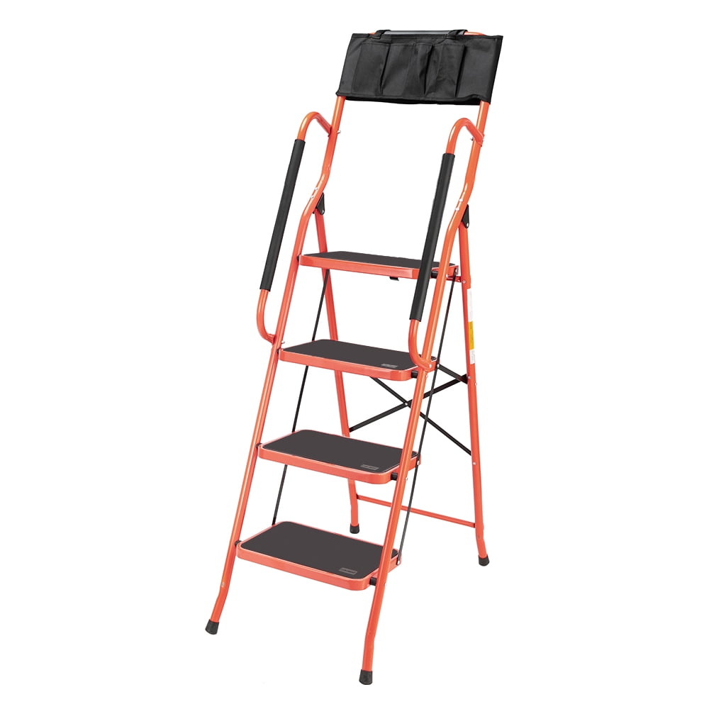 LUISLADDERS 4 Step Ladder Safety Step Stool Ladder with Handrails 330