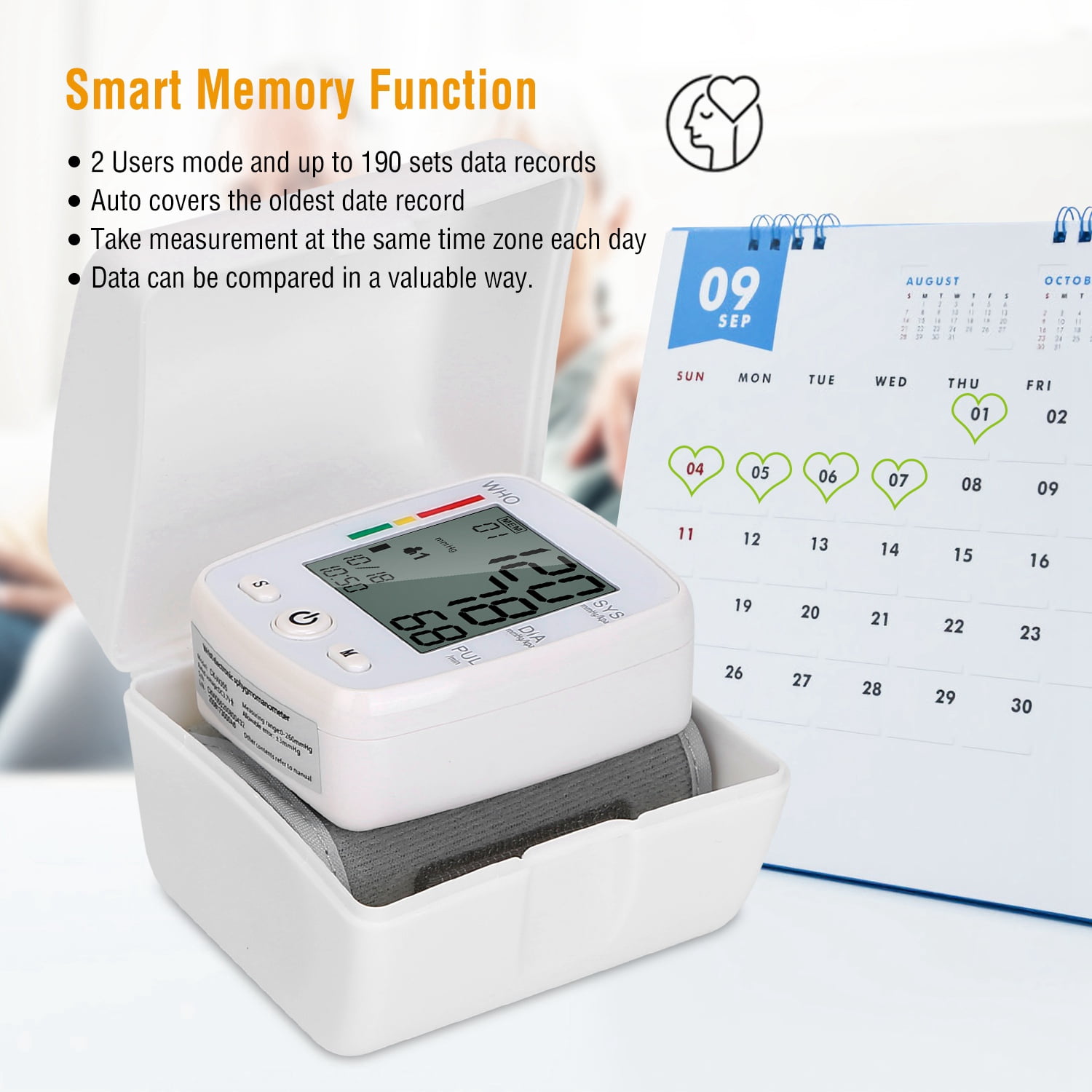 iMountek Blood Pressure Monitor Wrist Digital High Blood Pressure Cuff Heartbeat Tester