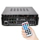 thumbnail image 1 of Amplificador de poder Amplificador de potencia estéreo para cine en casa para coche, receptor BT de 2 canales, amplificador de audio, ecualizador EQ de 12 V/110 V, radio FM con 4 conectores de micrófo, 1 of 8