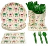 Serves 24 Llama Party Supplies & Decorations for Kids Birthday & Baby Shower, Mexican Fiesta Paper Plates, Napkins, Cups & Cutlery