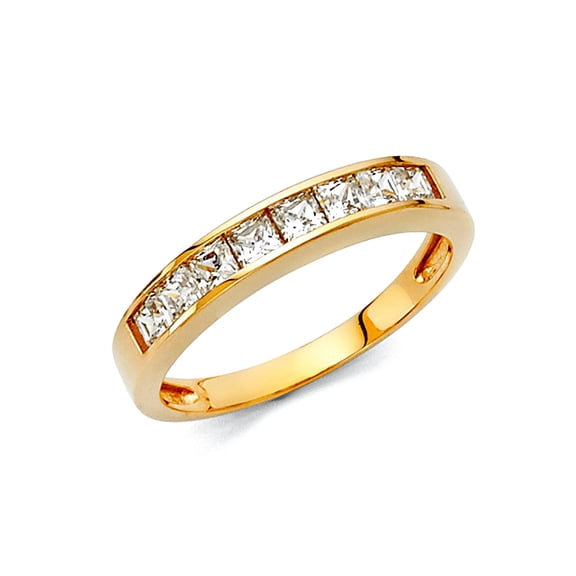 14k Yellow Gold Cubic Zirconia Wedding Band Ring Size 7 Wedding Band for Women and Men - 2.3 Grams