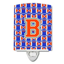 Caroline's Treasures CJ1083-BCNL Letter B Football Green, Blue and Orange Ceramic Night Light, 6x4x3", multicolor