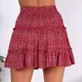 thumbnail image 6 of JINMGG Womens Plus Size Clearance $5 Women Summer Casual Bohe High Waist Ruffled Floral Print Beach Short Skirt Red S, 6 of 9