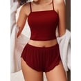 thumbnail image 4 of Sexyfree Ribbed Pajamas Set for Women Sexy Cami with Side Slit Shorts Sleepwear Lingerie 2 Piece Pjs Nightwear, 4 of 5