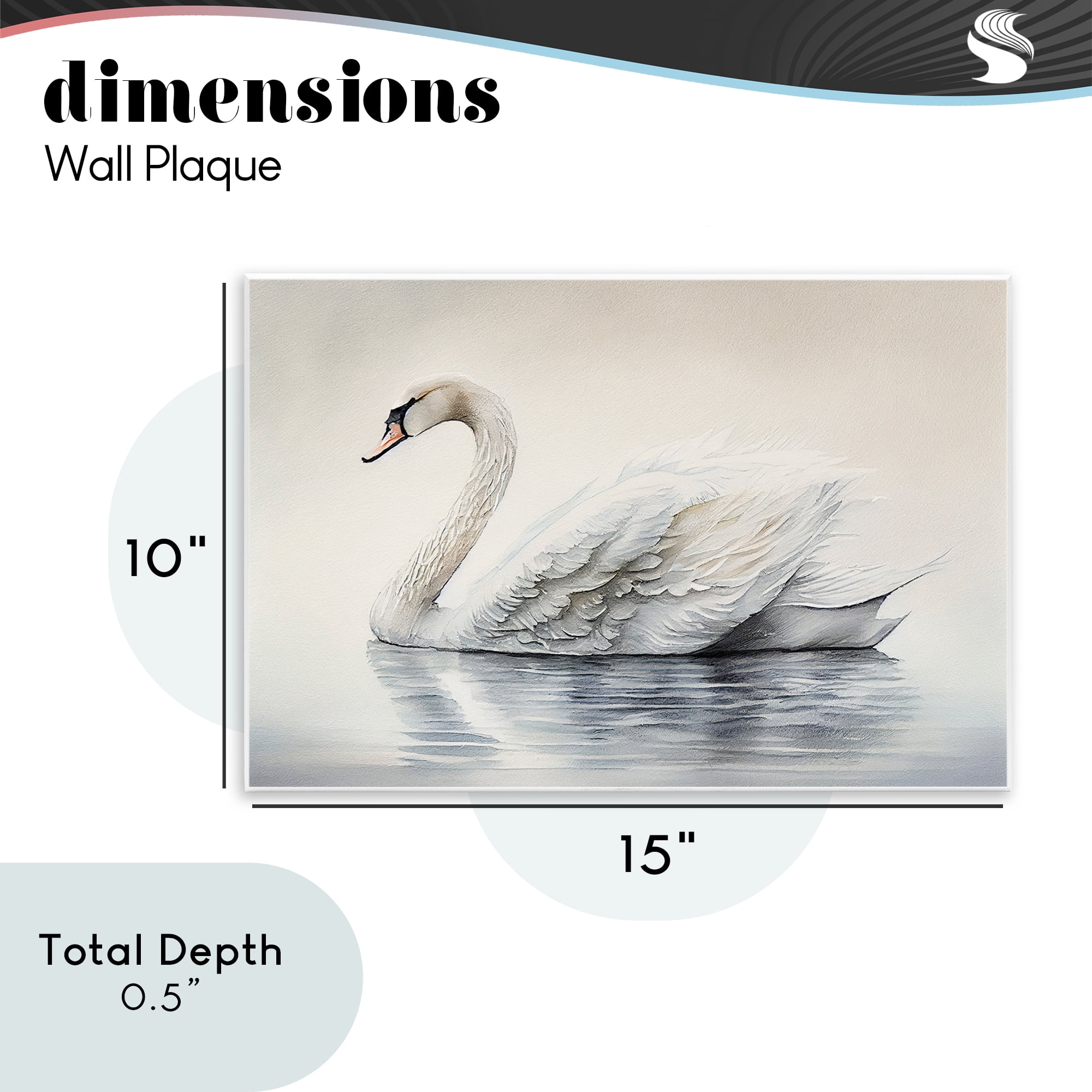 Elegant Floating Swan Wall Plaque Art, design by Sasha